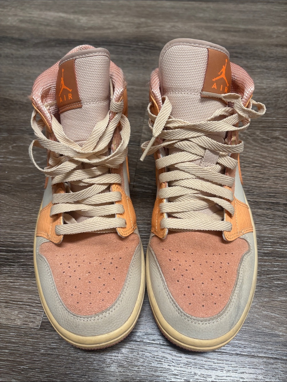Nike Air Jordan 1 Mid Apricot Orange Suede Sneakers W DH4270-800